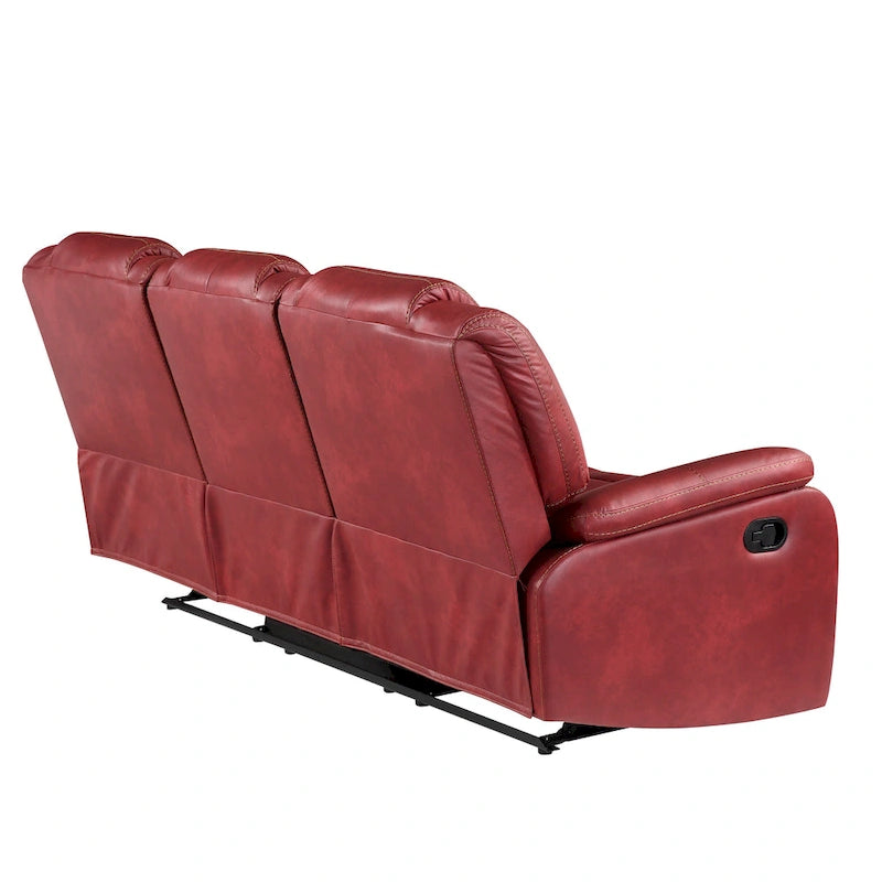 Divano reclinabile manuale a 3 posti in similpelle marrone / antracite / rosso