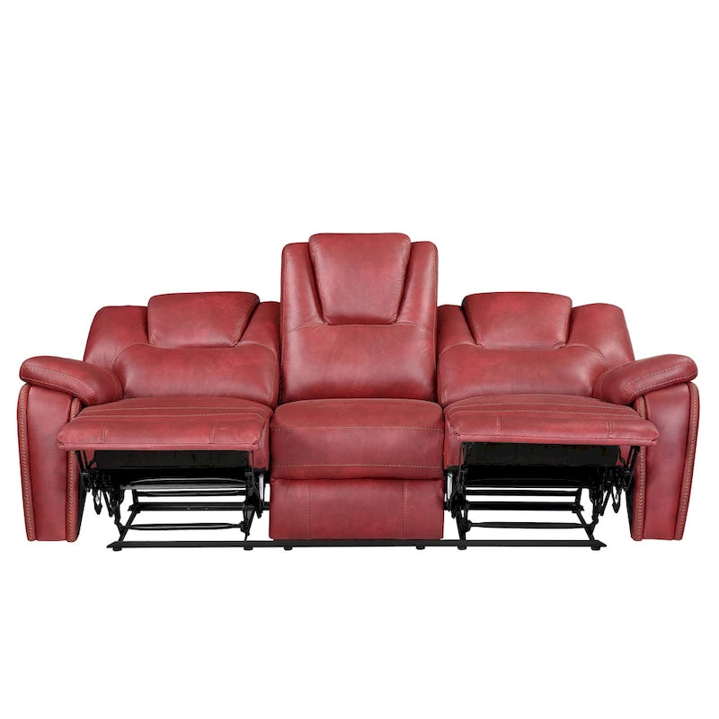 Divano reclinabile manuale a 3 posti in similpelle marrone / antracite / rosso