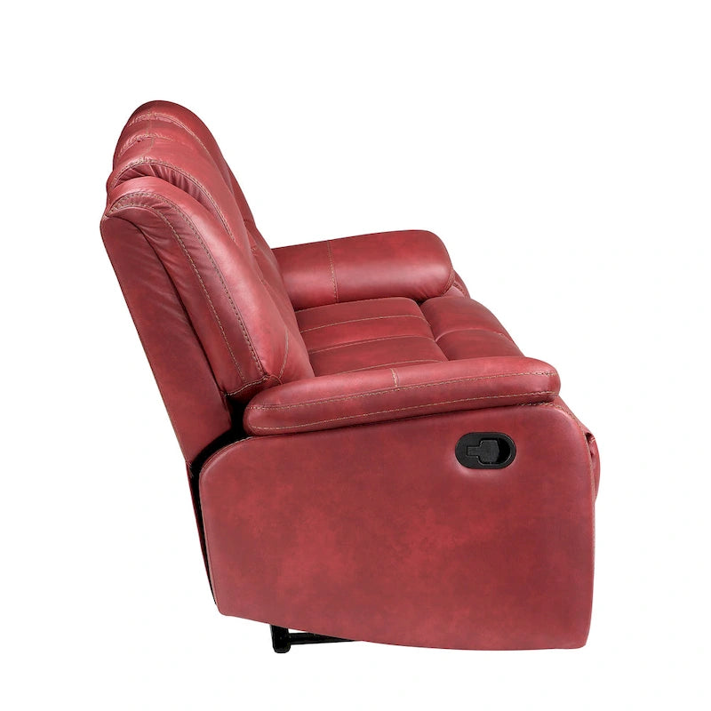 Divano reclinabile manuale a 3 posti in similpelle marrone / antracite / rosso