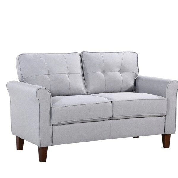 Divanetto capitonné, Lino, 2 posti – Grigio Chiaro / Grigio Scuro / Beige / Blu Scuro