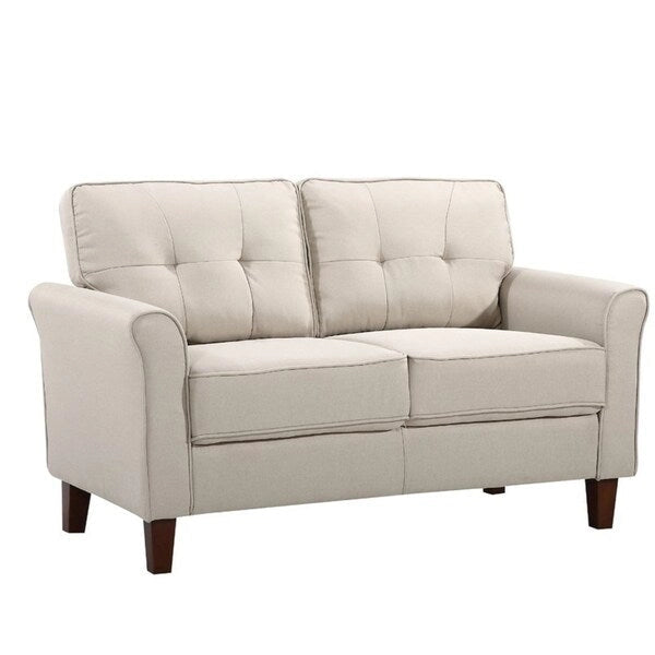 Divanetto capitonné, Lino, 2 posti – Grigio Chiaro / Grigio Scuro / Beige / Blu Scuro