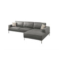 Divano componibile in similpelle grigio antico/blu inchiostro, 4 posti, gambe in metallo
