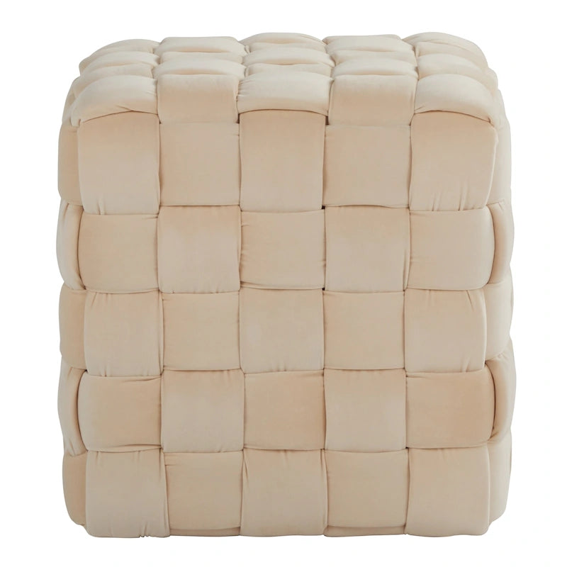 Pouf quadrato in velluto intrecciato stile Glam contemporaneo