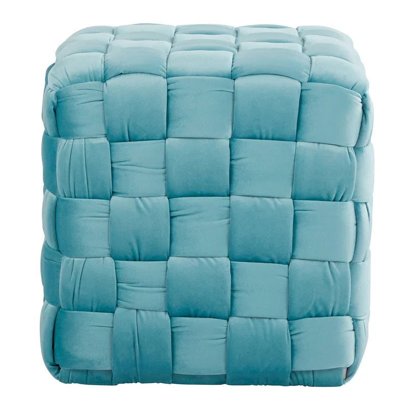 Pouf quadrato in velluto intrecciato stile Glam contemporaneo