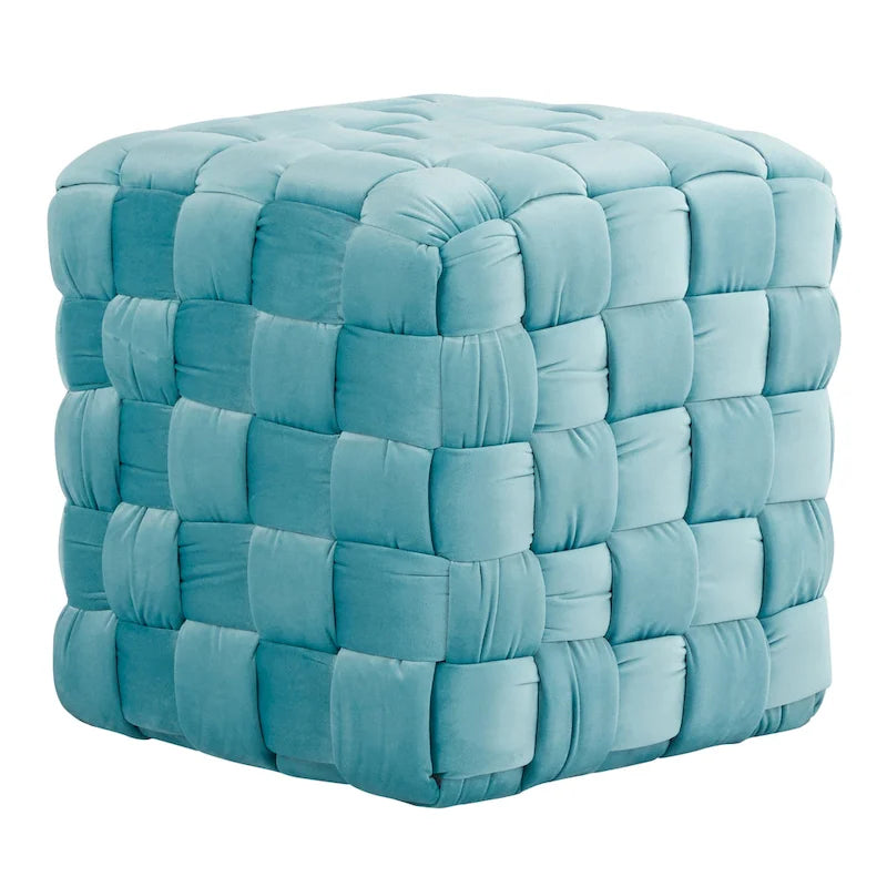 Pouf quadrato in velluto intrecciato stile Glam contemporaneo