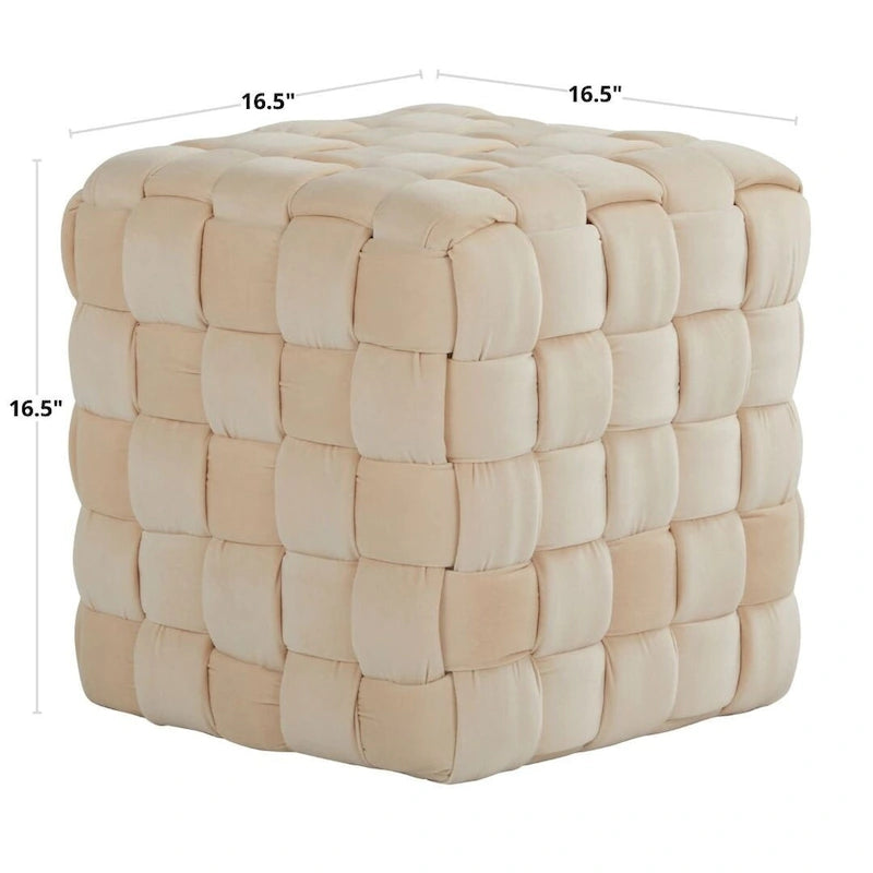 Pouf quadrato in velluto intrecciato stile Glam contemporaneo