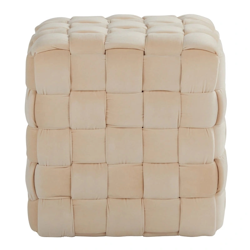 Pouf quadrato in velluto intrecciato stile Glam contemporaneo