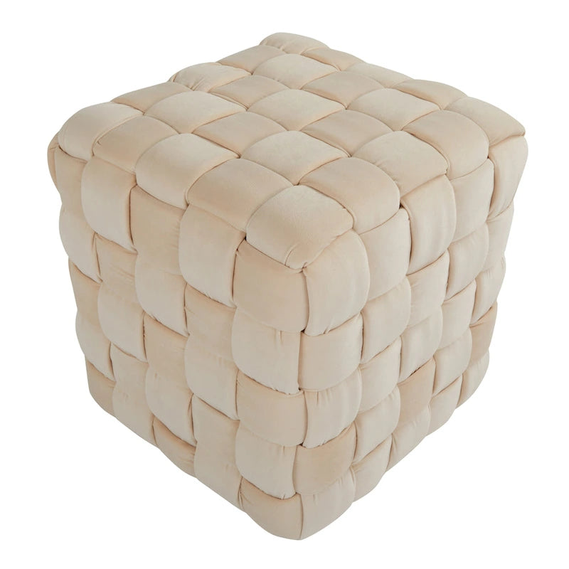 Pouf quadrato in velluto intrecciato stile Glam contemporaneo
