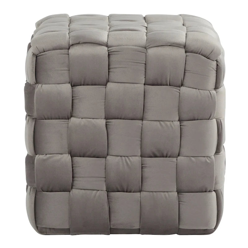 Pouf quadrato in velluto intrecciato stile Glam contemporaneo