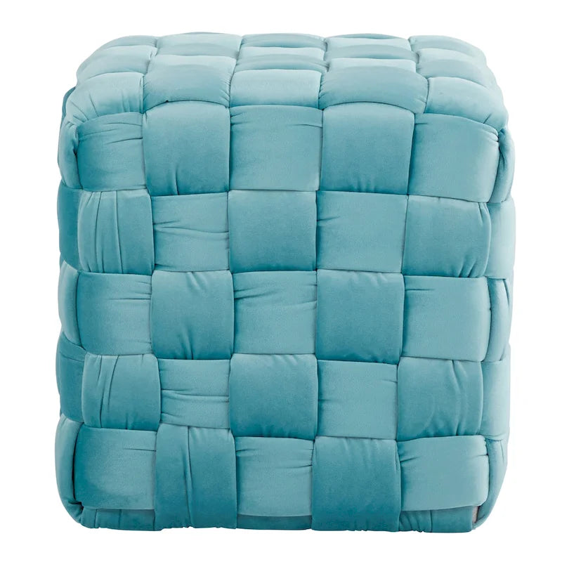 Pouf quadrato in velluto intrecciato stile Glam contemporaneo