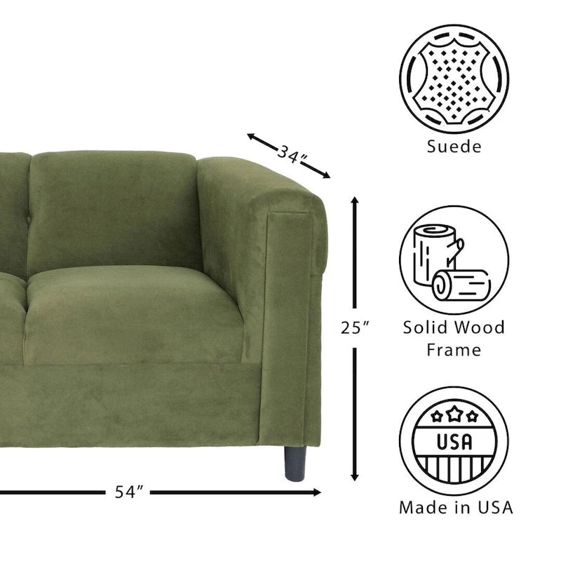 Divano "Loveseat" Mid-Century Modern con Struttura in Legno Massello e Rivestimento in Tessuto
