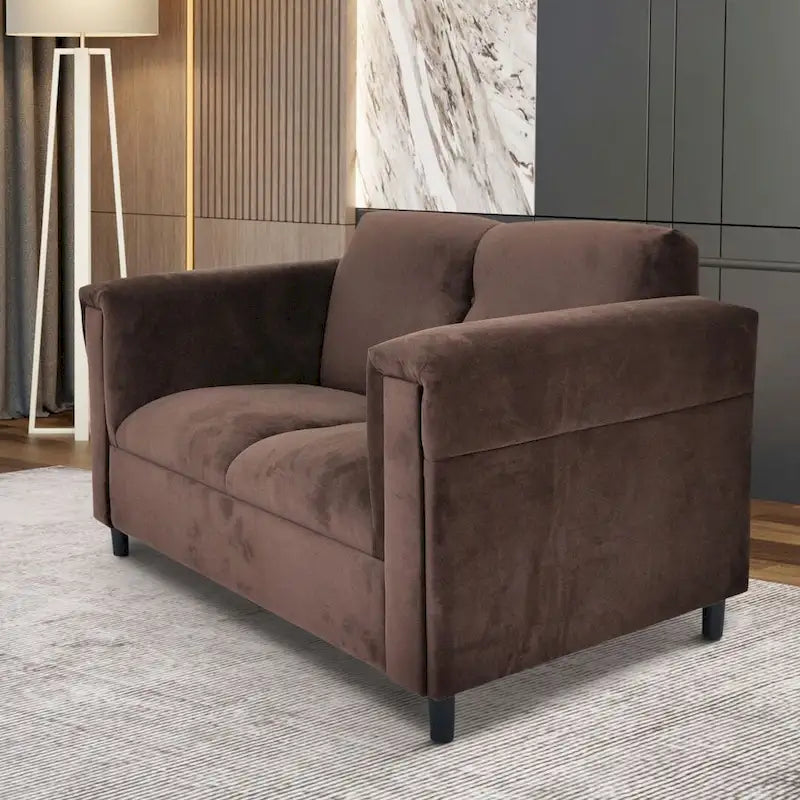 Divano "Loveseat" Mid-Century Modern con Struttura in Legno Massello e Rivestimento in Tessuto