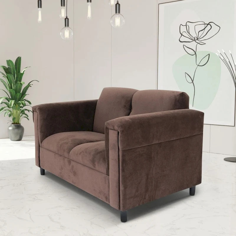 Divano "Loveseat" Mid-Century Modern con Struttura in Legno Massello e Rivestimento in Tessuto