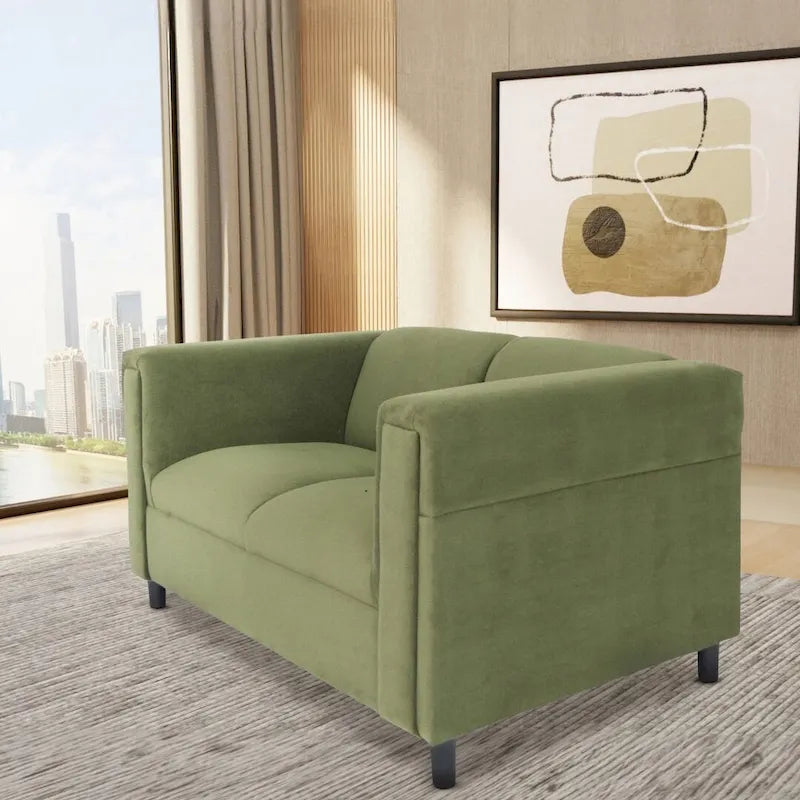 Divano "Loveseat" Mid-Century Modern con Struttura in Legno Massello e Rivestimento in Tessuto