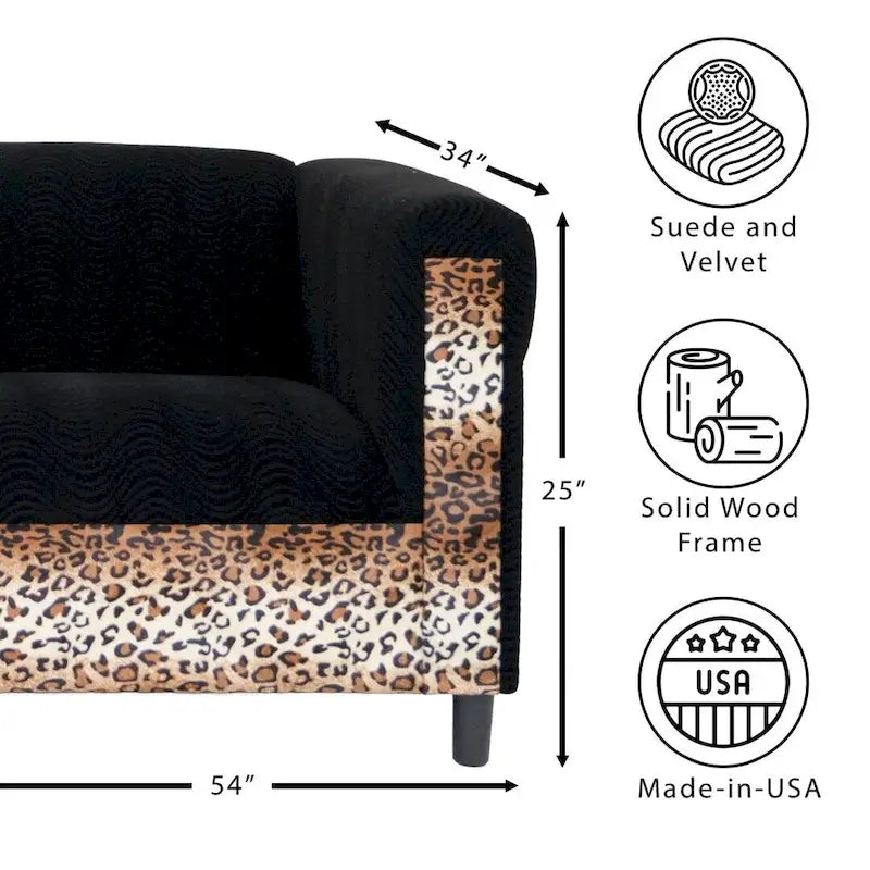 Divano "Loveseat" Mid-Century Modern con Struttura in Legno Massello e Rivestimento in Tessuto