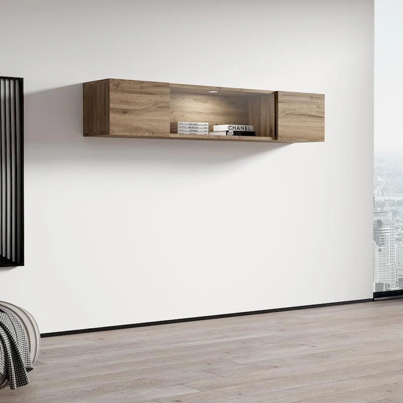 Mobile TV sospeso a parete, Nero/Bianco/Grigio/Rovere, Elemento singolo
