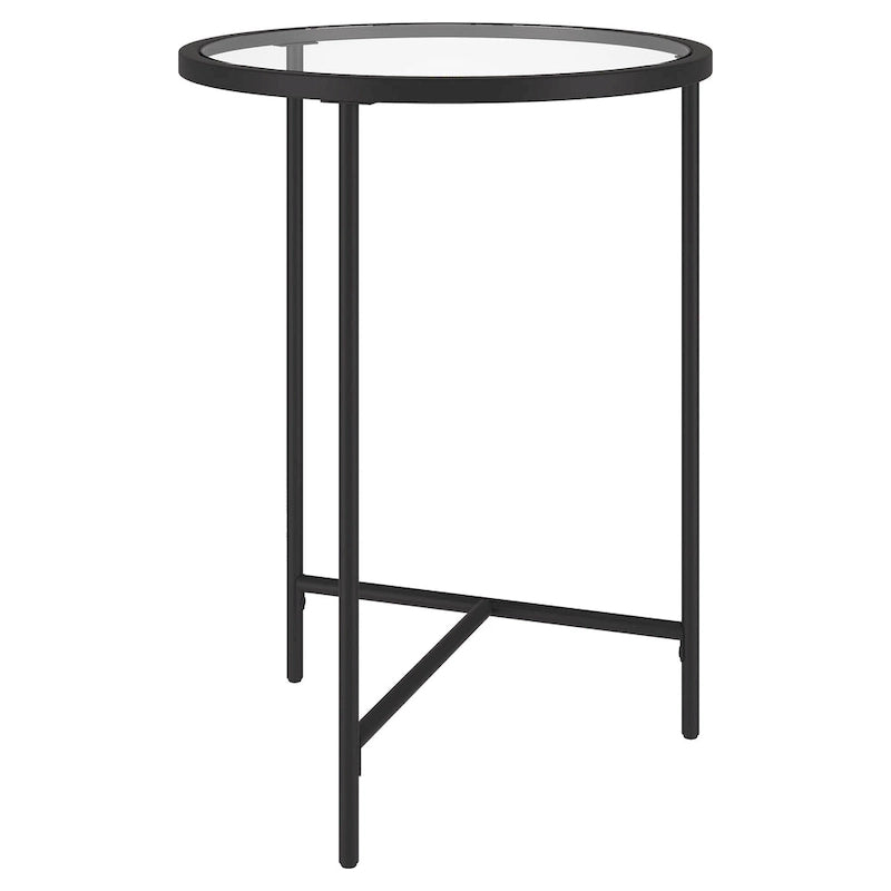 Tavolino rotondo con ripiano in vetro da 18", oro/bronzo brunito, base a 3 gambe in acciaio