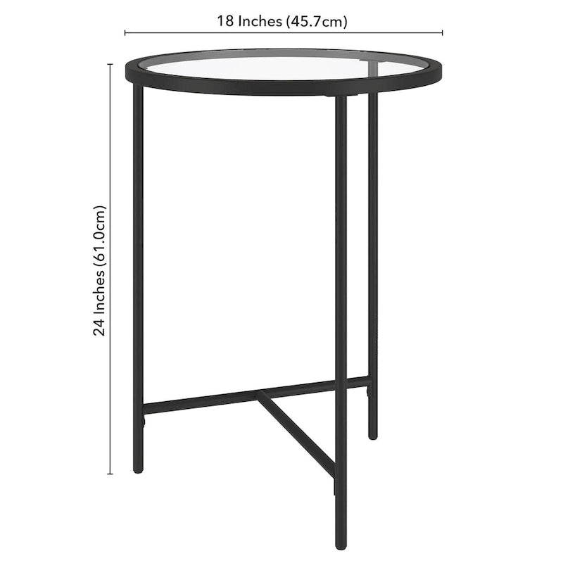 Tavolino rotondo con ripiano in vetro da 18", oro/bronzo brunito, base a 3 gambe in acciaio
