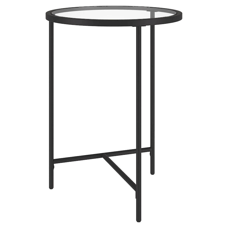 Tavolino rotondo con ripiano in vetro da 18", oro/bronzo brunito, base a 3 gambe in acciaio