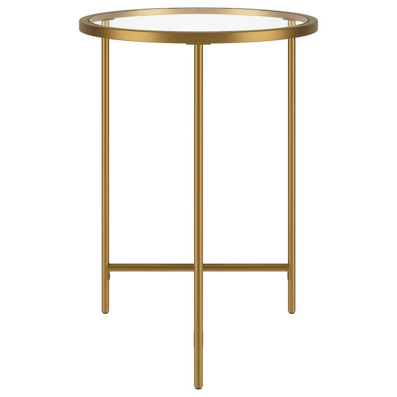Tavolino rotondo con ripiano in vetro da 18", oro/bronzo brunito, base a 3 gambe in acciaio