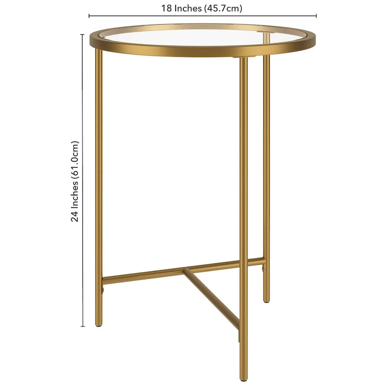 Tavolino rotondo con ripiano in vetro da 18", oro/bronzo brunito, base a 3 gambe in acciaio