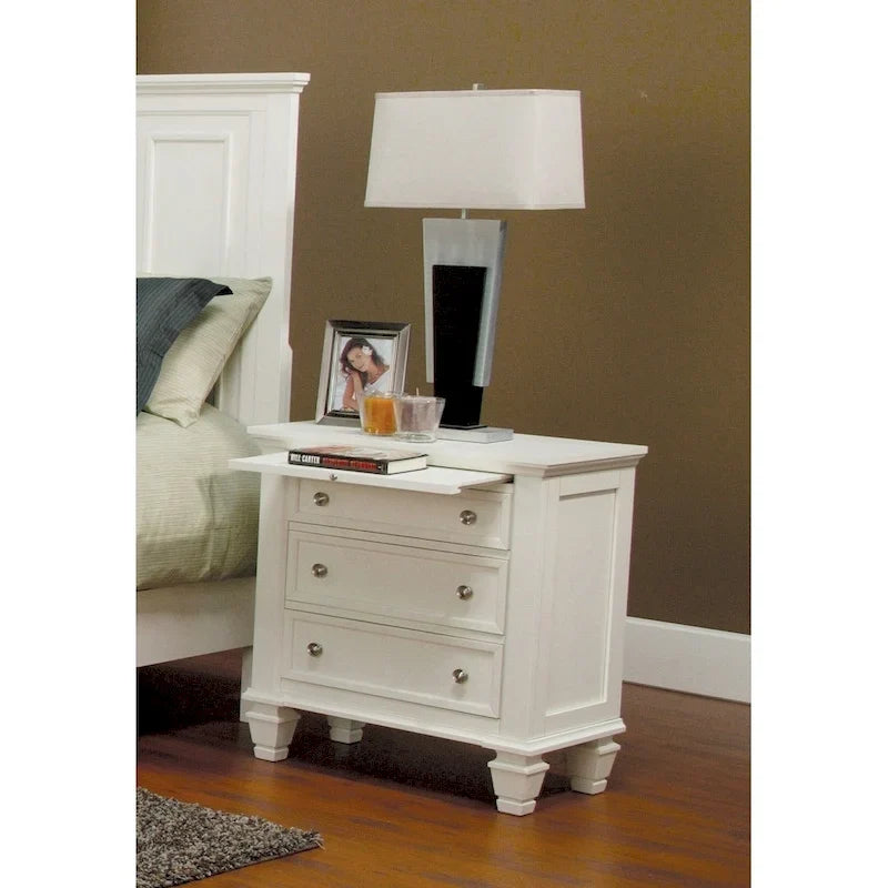 Set camera da letto 3 pezzi con contenitore a slitta, bianco/nero/cappuccino, Queen/King