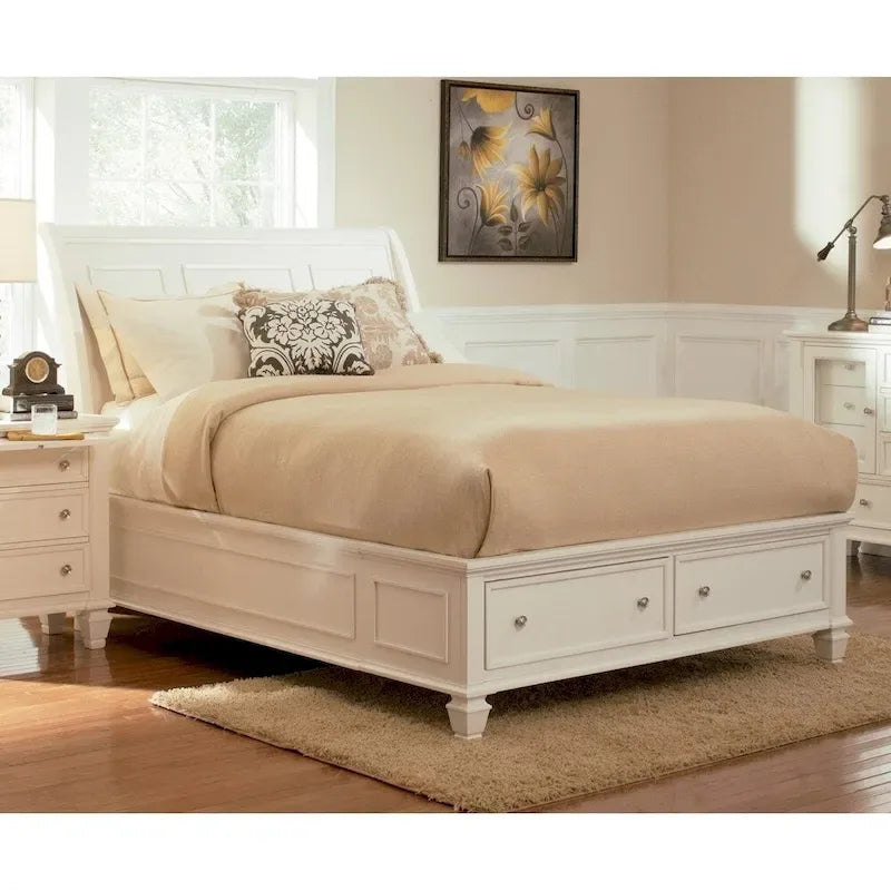 Set camera da letto 3 pezzi con contenitore a slitta, bianco/nero/cappuccino, Queen/King