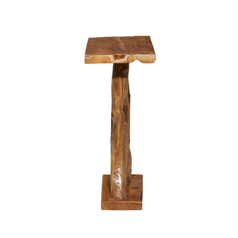Tavolo Consolle in Legno di Teak con Bordo Naturale Ricavato da Tronco d'Albero di Piccole Dimensioni
