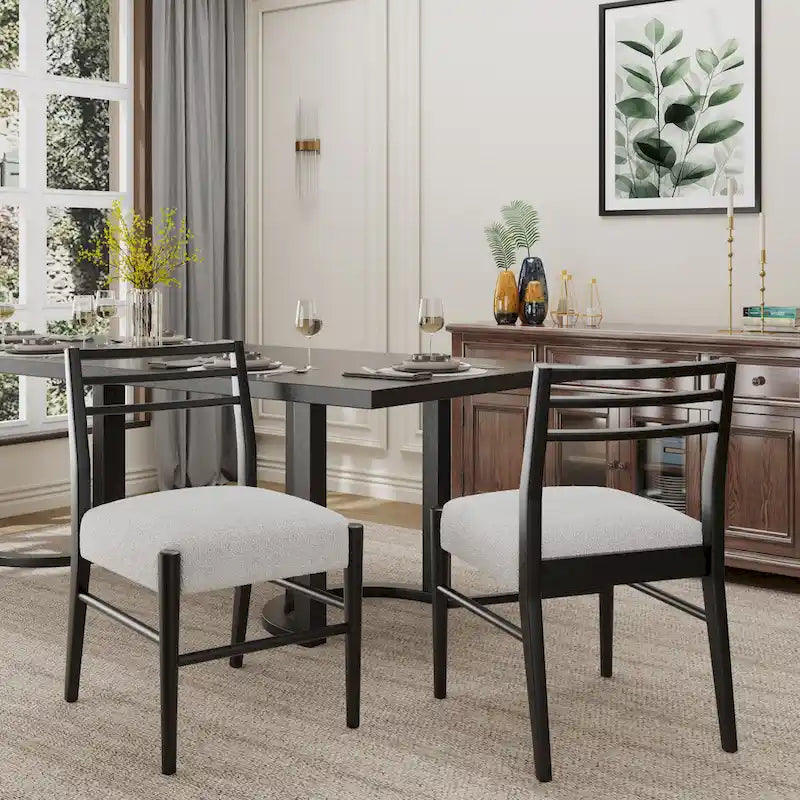 Fescue Fabric and Rubberwood Upholstered Dining Chairs (Set of 2) by Christopher Knight Home