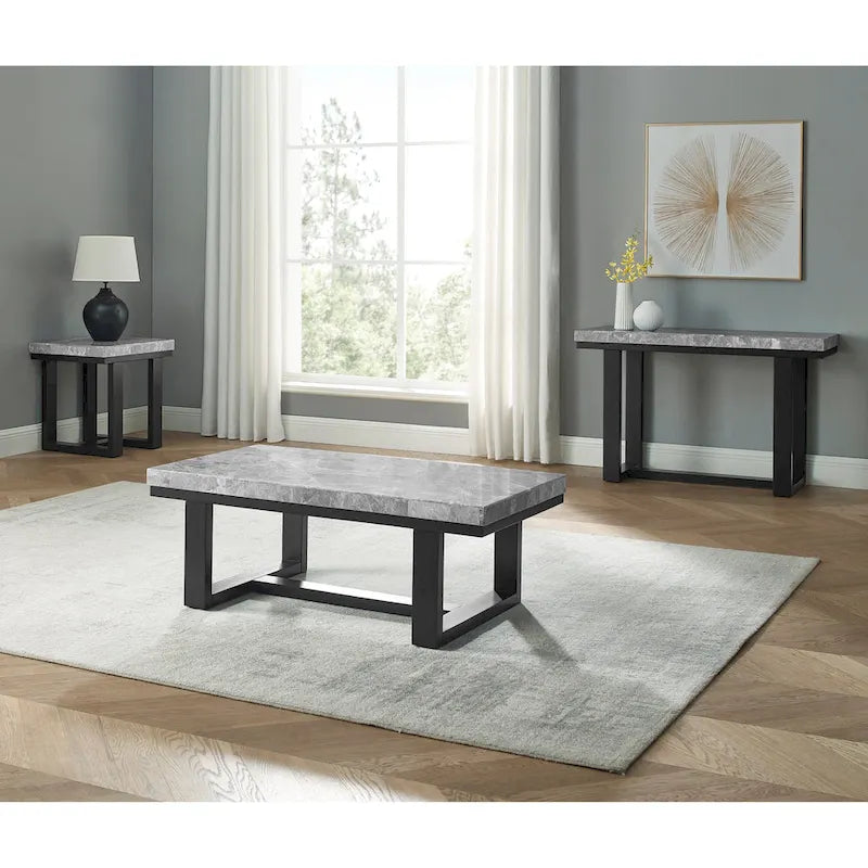 Console da Ingresso a Slitta con Piano in Marmo Grigio ed Espresso