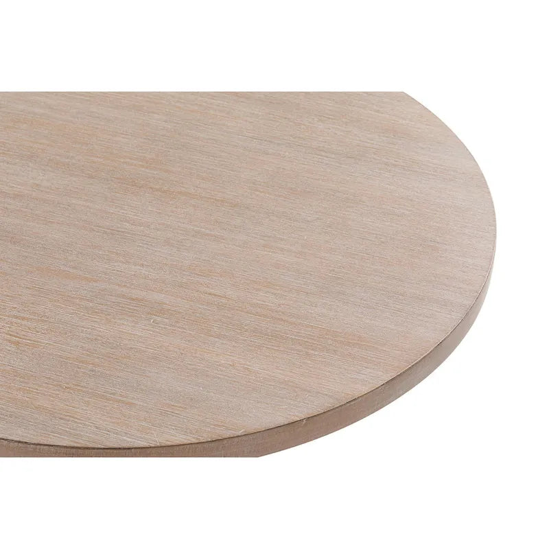 Tavolino rotondo con gambe incrociate e piano in legno grigio, 1 persona