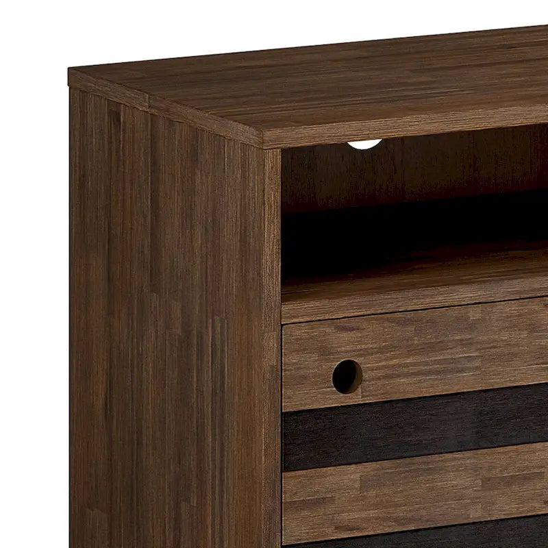 Mobile TV Mid-Century rustico in legno invecchiato marrone, 54" L, singolo