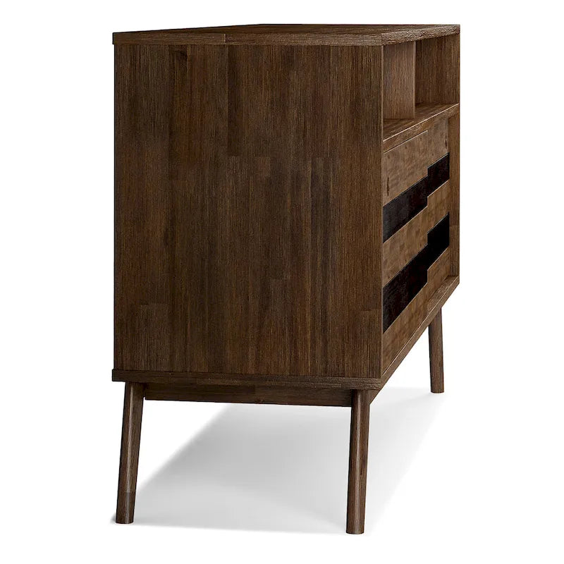 Mobile TV Mid-Century rustico in legno invecchiato marrone, 54" L, singolo