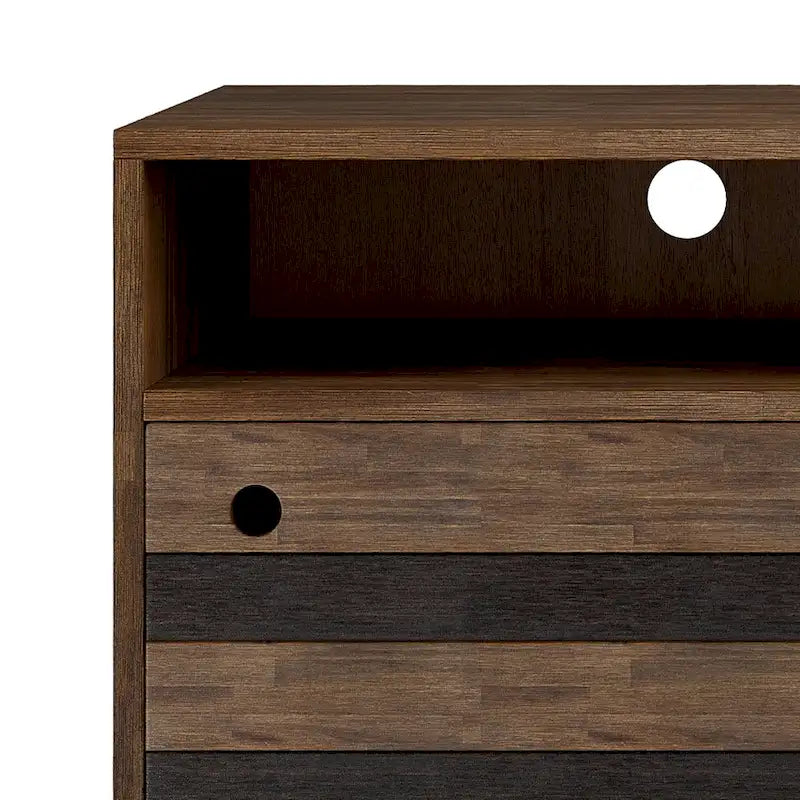 Mobile TV Mid-Century rustico in legno invecchiato marrone, 54" L, singolo