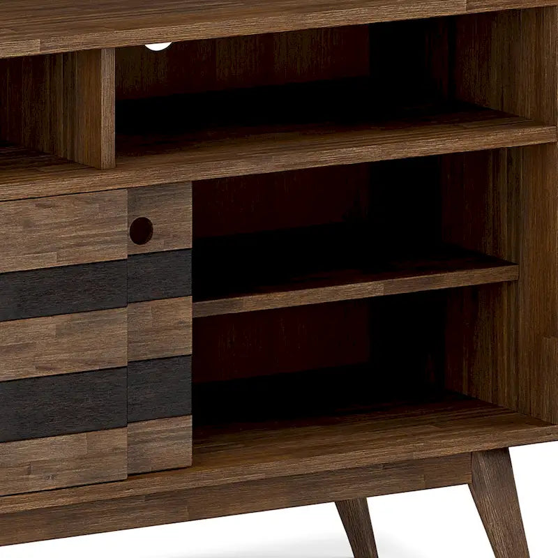 Mobile TV Mid-Century rustico in legno invecchiato marrone, 54" L, singolo