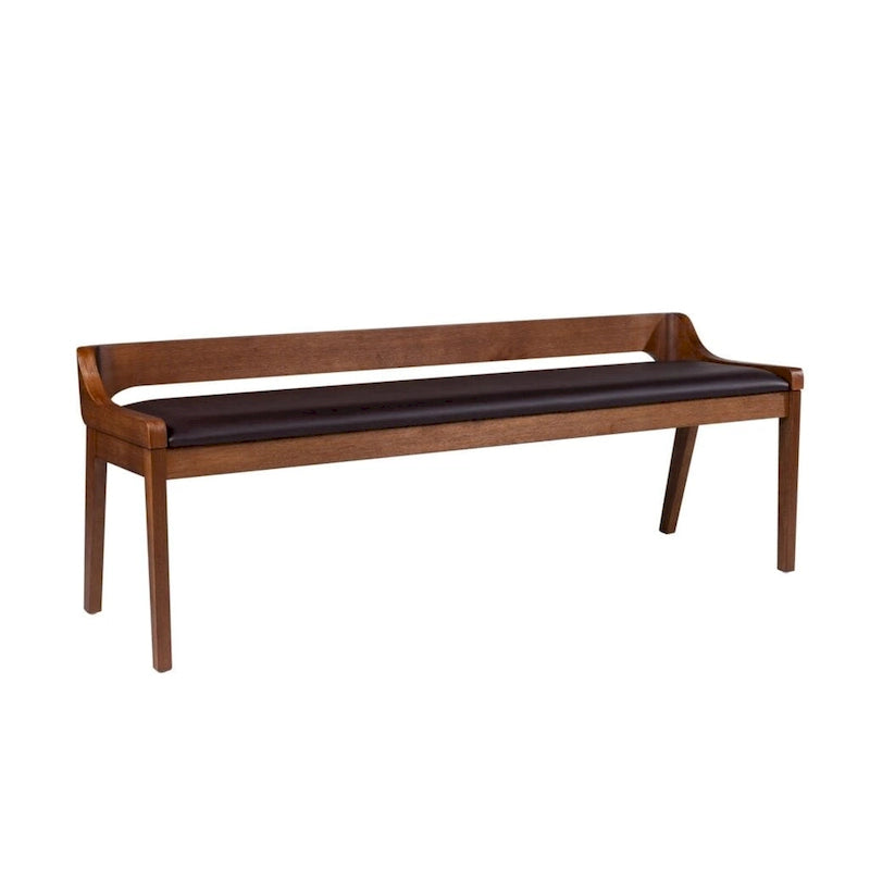 Panca da pranzo in legno imbottita Mid-Century Modern con schienale