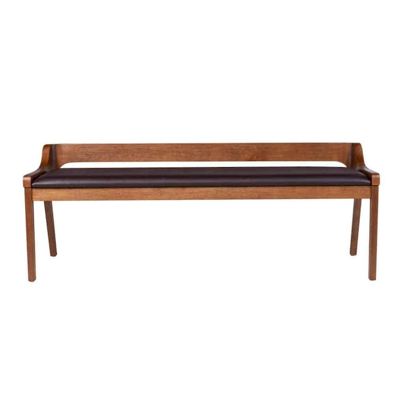 Panca da pranzo in legno imbottita Mid-Century Modern con schienale
