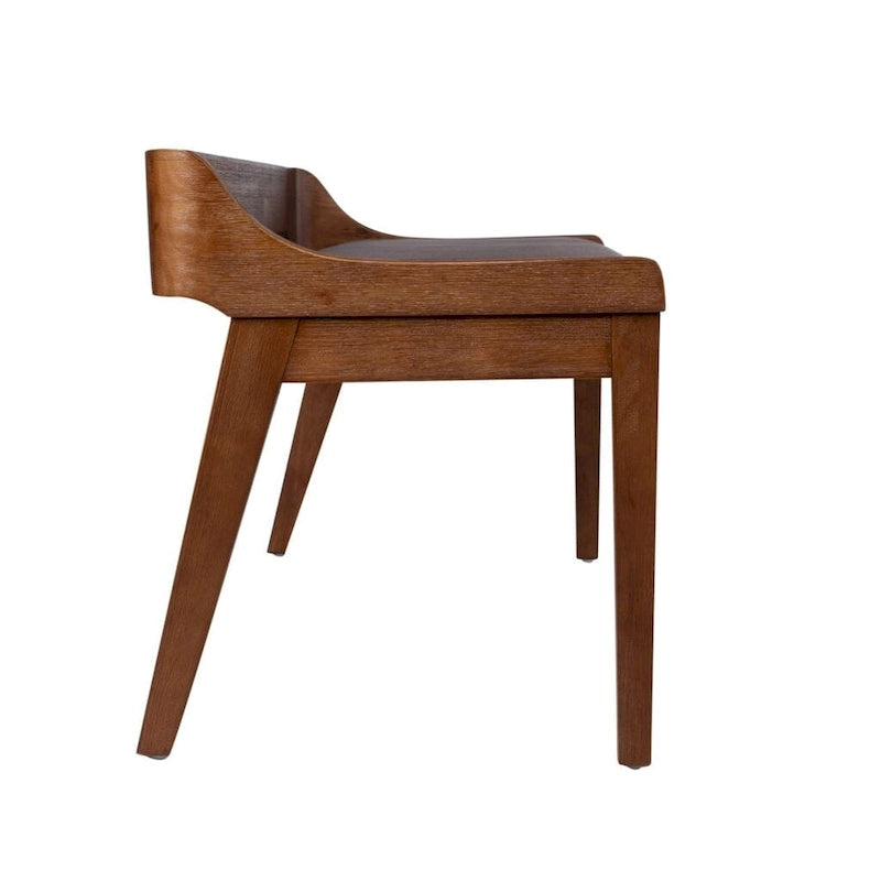 Panca da pranzo in legno imbottita Mid-Century Modern con schienale
