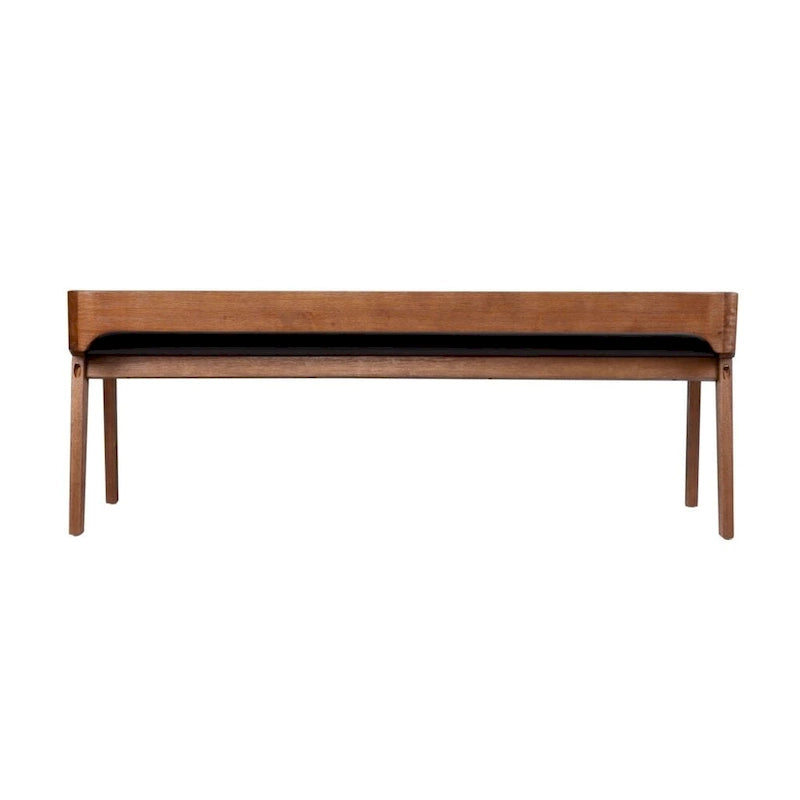 Panca da pranzo in legno imbottita Mid-Century Modern con schienale