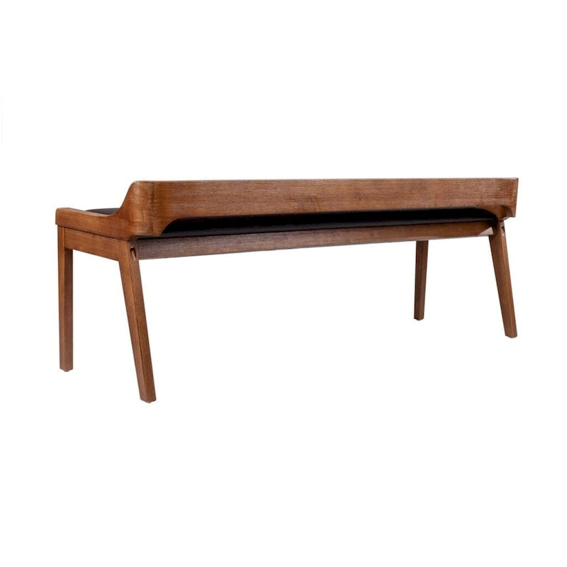Panca da pranzo in legno imbottita Mid-Century Modern con schienale