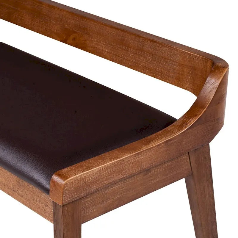 Panca da pranzo in legno imbottita Mid-Century Modern con schienale
