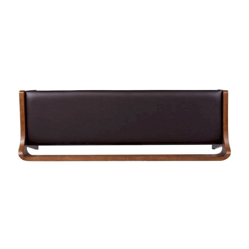 Panca da pranzo in legno imbottita Mid-Century Modern con schienale