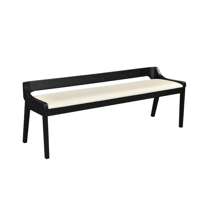 Panca da pranzo in legno imbottita Mid-Century Modern con schienale