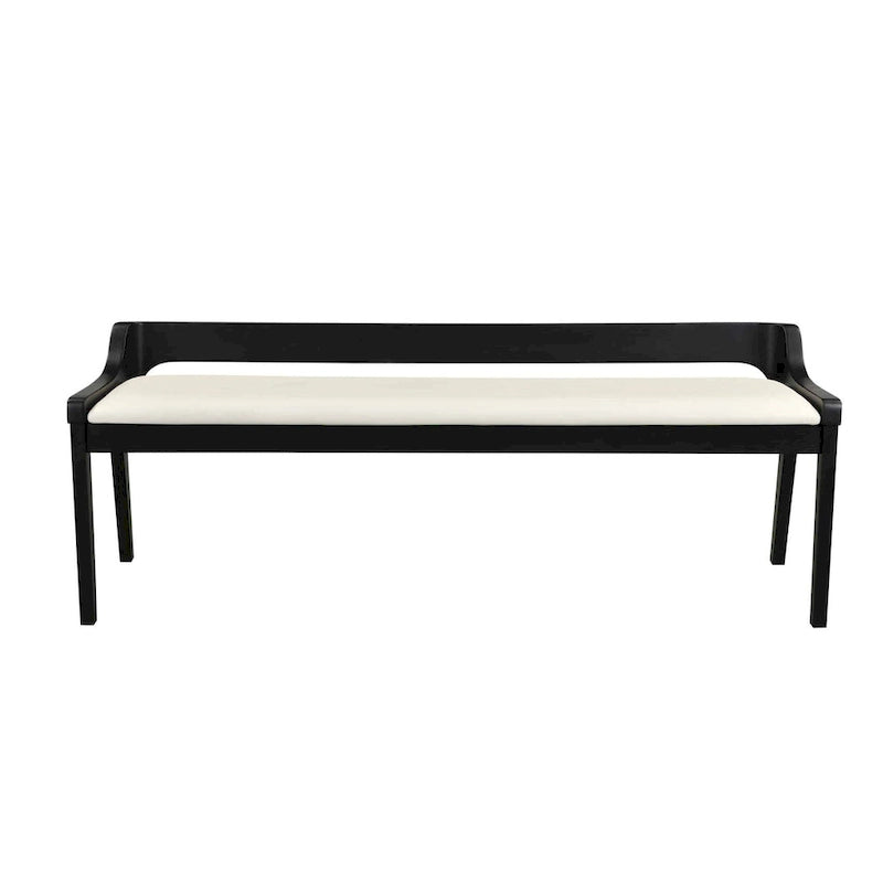 Panca da pranzo in legno imbottita Mid-Century Modern con schienale