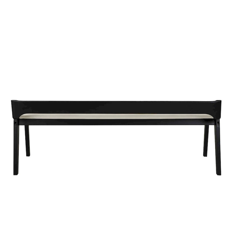 Panca da pranzo in legno imbottita Mid-Century Modern con schienale