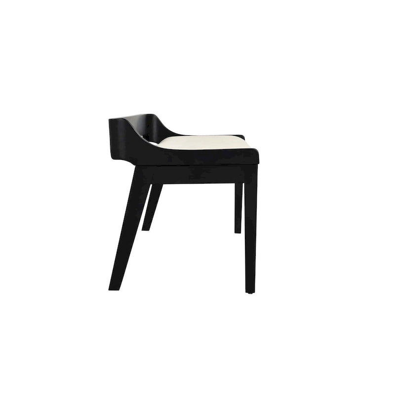 Panca da pranzo in legno imbottita Mid-Century Modern con schienale