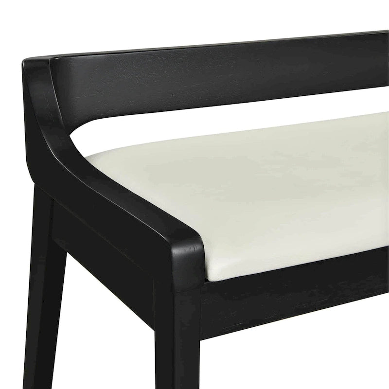 Panca da pranzo in legno imbottita Mid-Century Modern con schienale