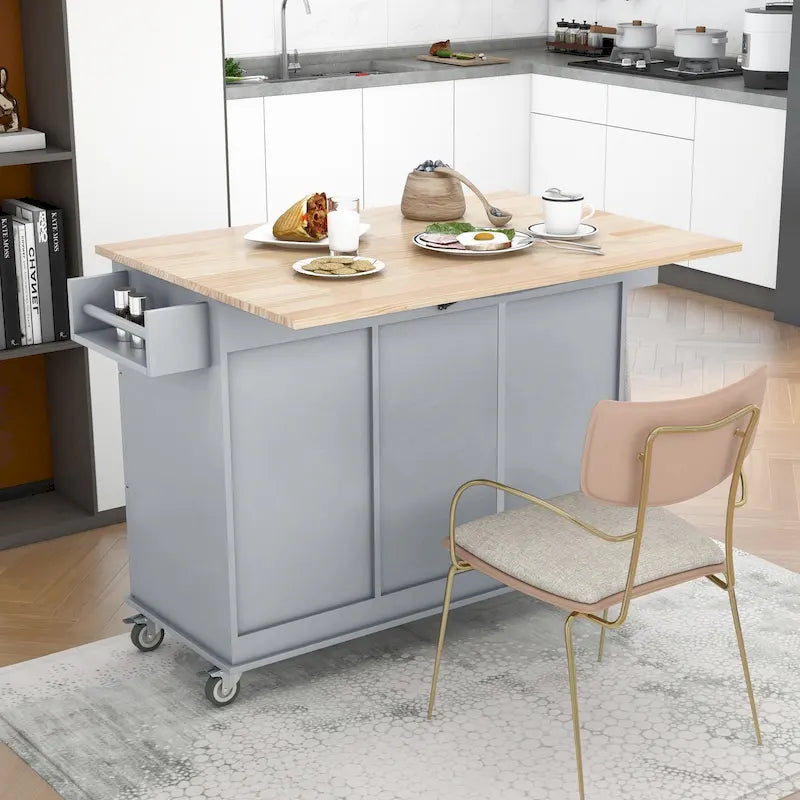Isola Cucina Mobile con Ruote Bloccabili Larga 133,8 cm