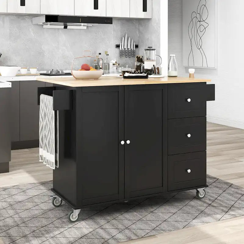 Isola Cucina Mobile con Ruote Bloccabili Larga 133,8 cm