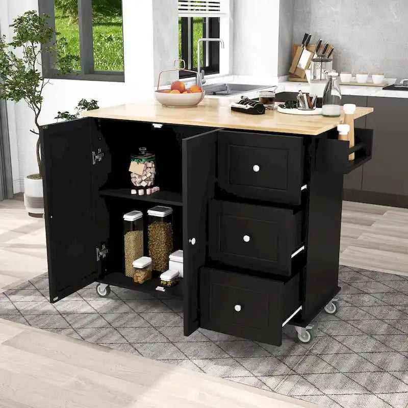 Isola Cucina Mobile con Ruote Bloccabili Larga 133,8 cm